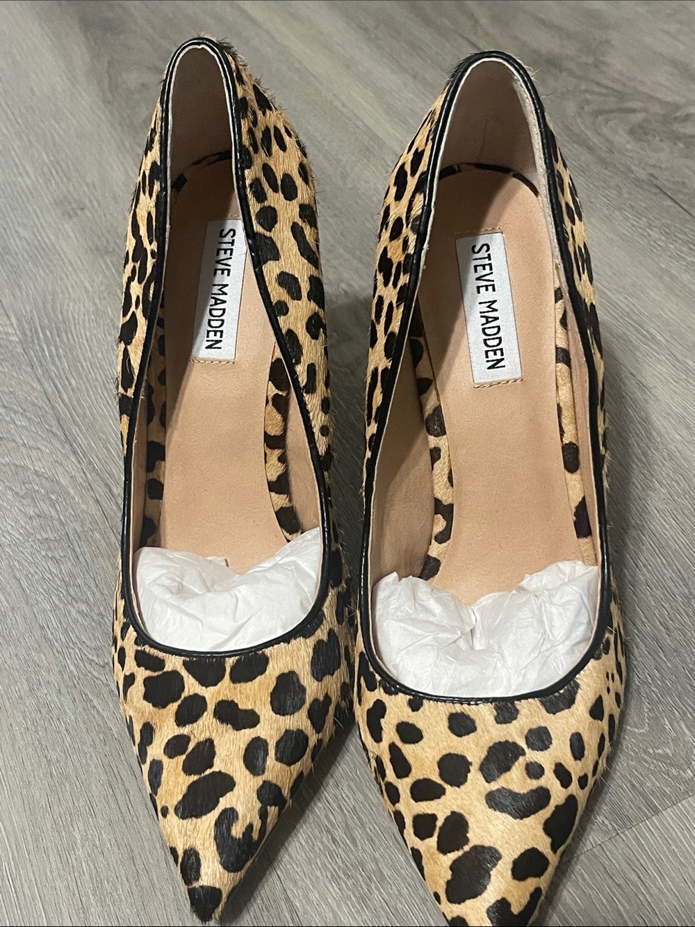 Steve Madden Leopard-Print Pointed Pumps in Tan and Black